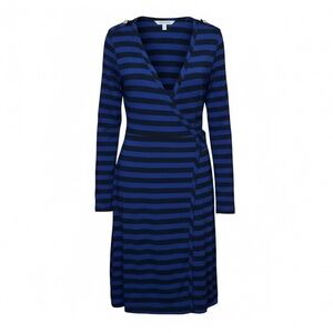 Banana Republic Stretch Wraparound Navy Blue and Black Striped Dress Size XS